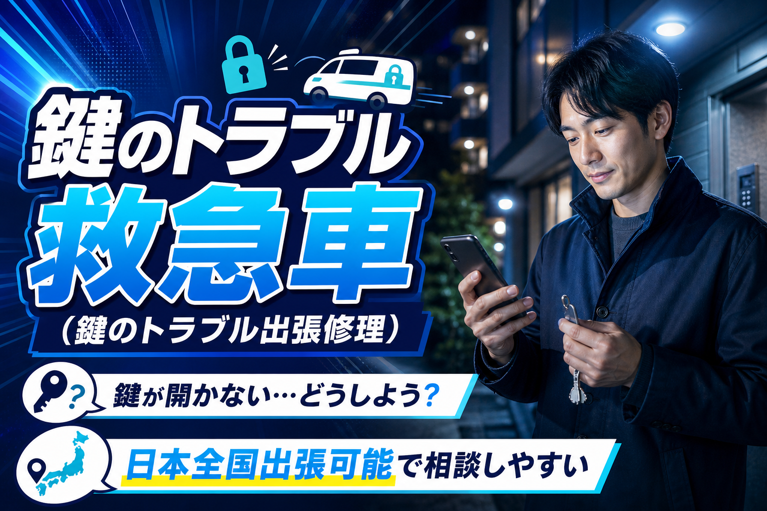 鍵が開かない・閉まらない日に慌てないために|全国出張の「鍵のトラブル救急車」を選択肢に イメージ画像1