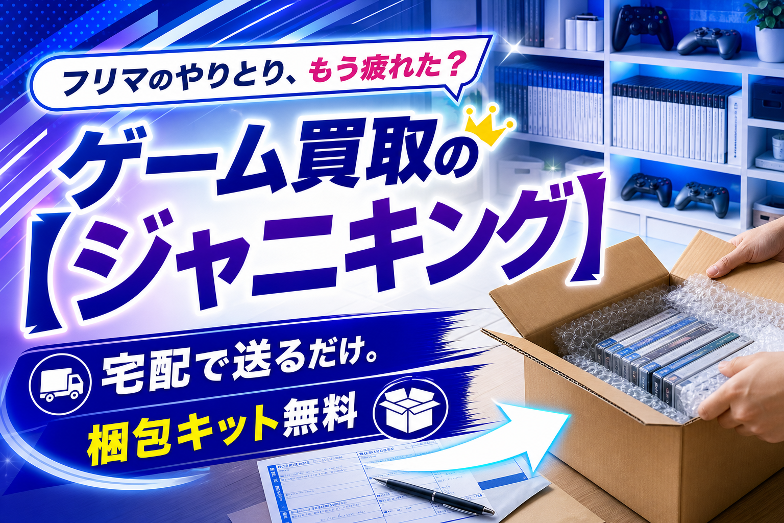 ゲームを宅配でまとめて売りたい人へ：梱包キット無料の「ゲーム買取の【ジャニキング】」は手間を減らせる？ イメージ画像1