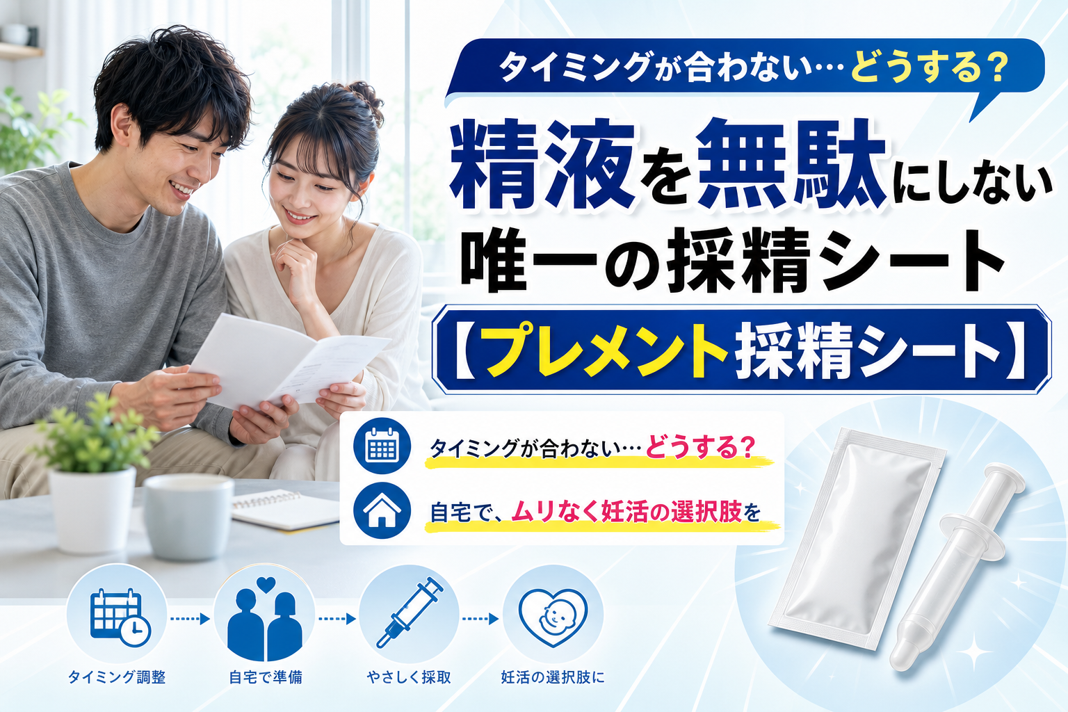 タイミングが合わない妊活に。自宅で試せる「プレメント採精シート」ってどんなもの？ イメージ画像1