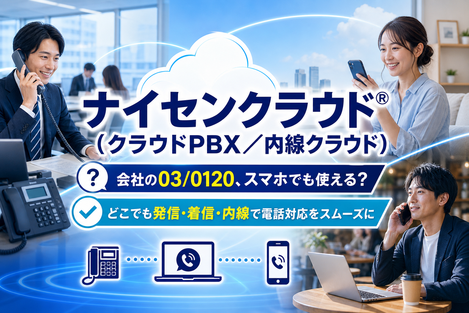 スマホで会社の03/0120をそのまま使うなら？ナイセンクラウド®で電話対応をラクにする方法 イメージ画像1