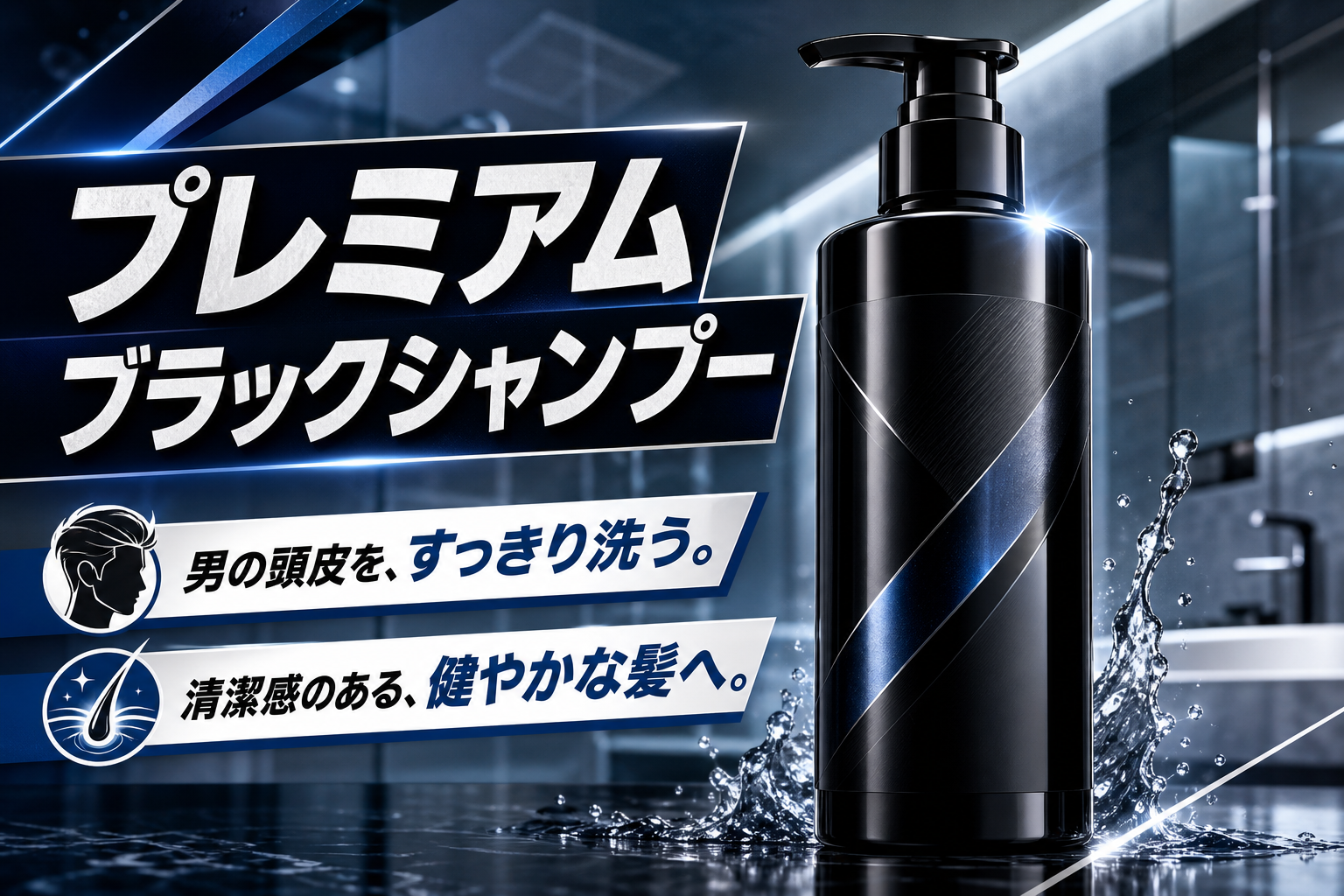 薄毛・抜け毛が気になり始めた男性へ。1本で頭皮ケアまで狙える「プレミアムブラックシャンプー」の使いどころ イメージ画像1