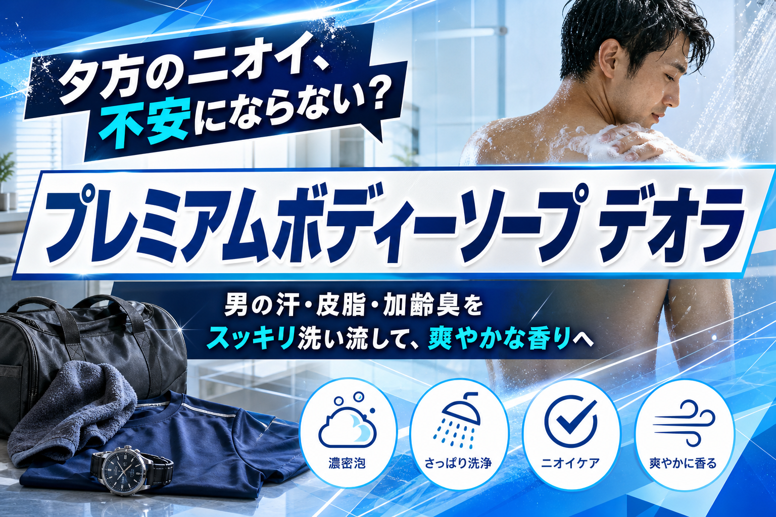 男の汗・皮脂・加齢臭が気になる日に。プレミアムボディーソープ デオラで“さっぱり&爽やか”習慣 イメージ画像1