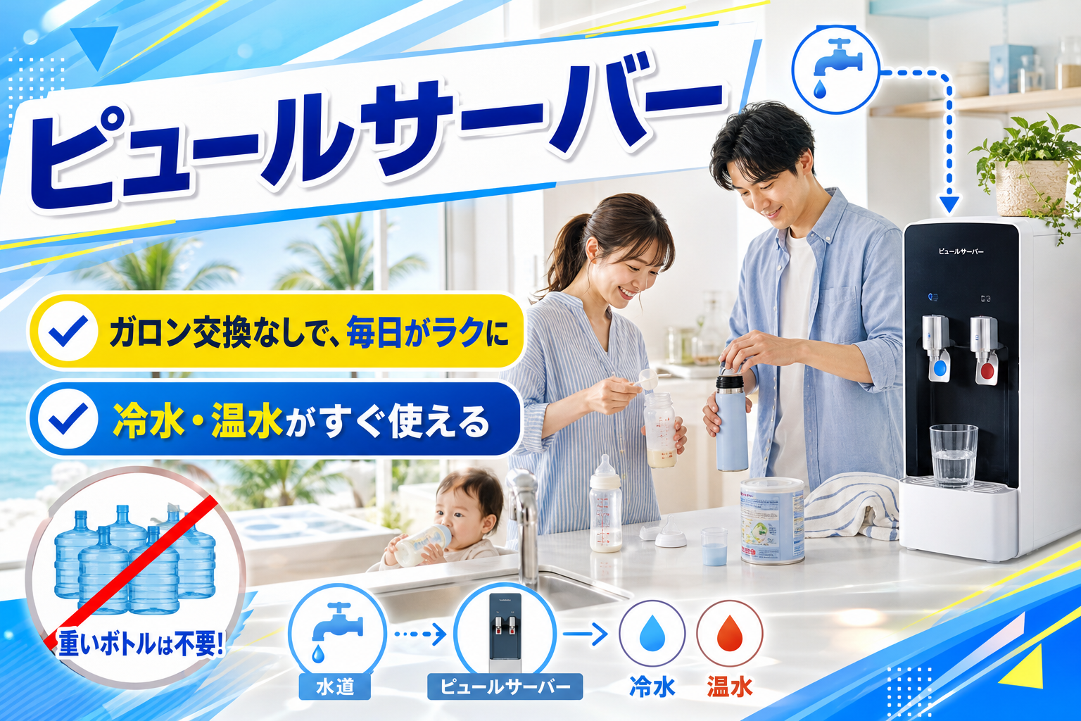 ガロン交換なしで水のストレスを減らす。子育て家庭にうれしいウォーターサーバーの選び方 イメージ画像1