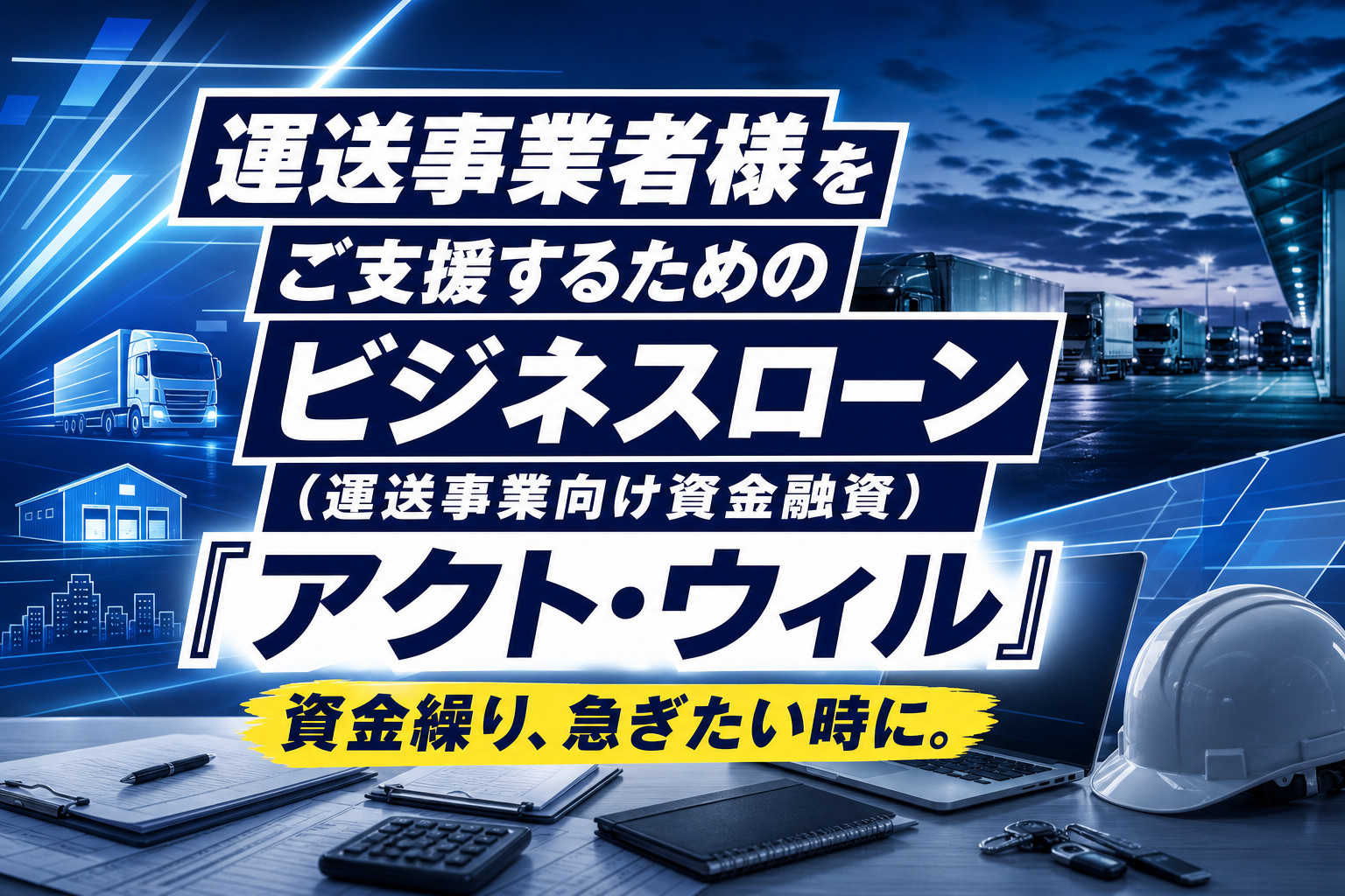 運送業の資金繰り、急ぎたいときに検討したい法人向けビジネスローン「アクト・ウィル」 イメージ画像1