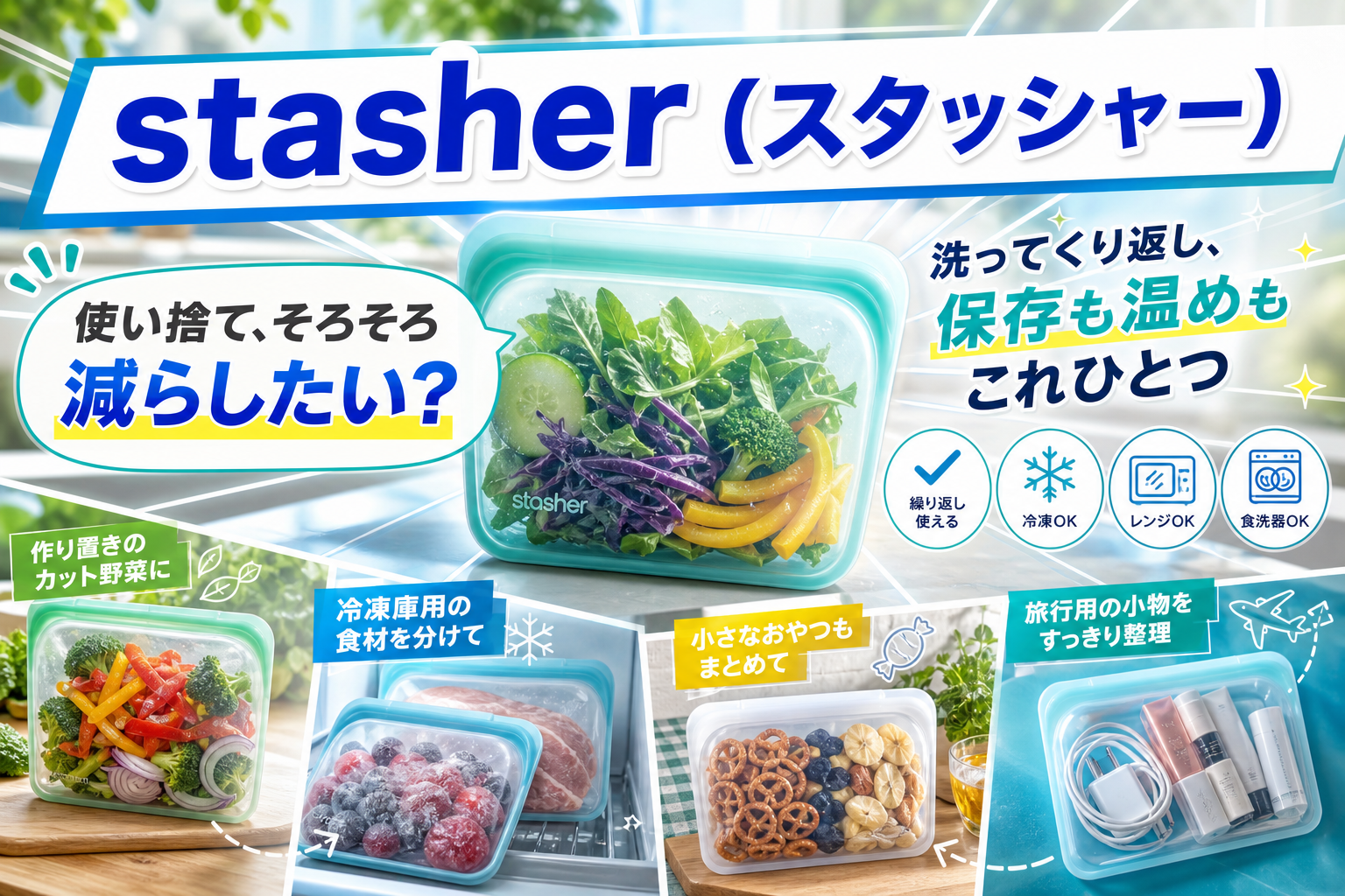 使い捨てを減らしたい人へ。プラスチックフリーの保存容器「stasher（スタッシャー）」が合うシーンと注意点 イメージ画像1