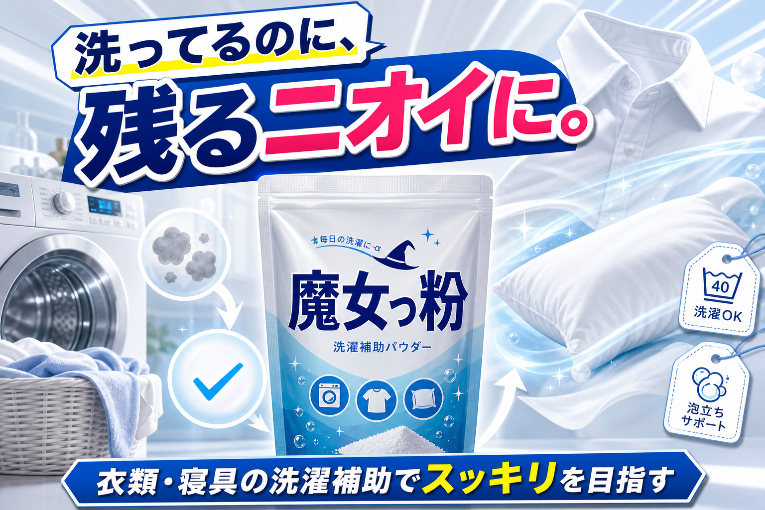 洗ってるのに残る衣類・寝具のニオイ…洗濯補助洗浄剤で見直す加齢臭ケア イメージ画像1