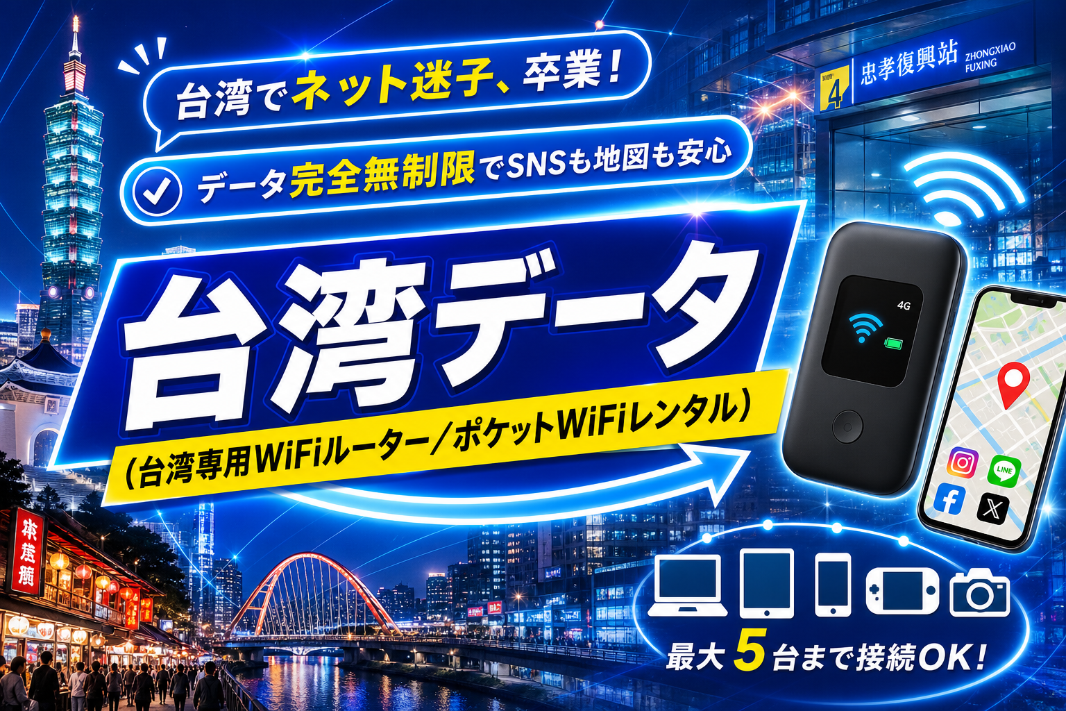 台湾旅行のネット迷子を卒業:台湾専用レンタルWi‑Fi「台湾データ」の使いどころと注意点 イメージ画像1