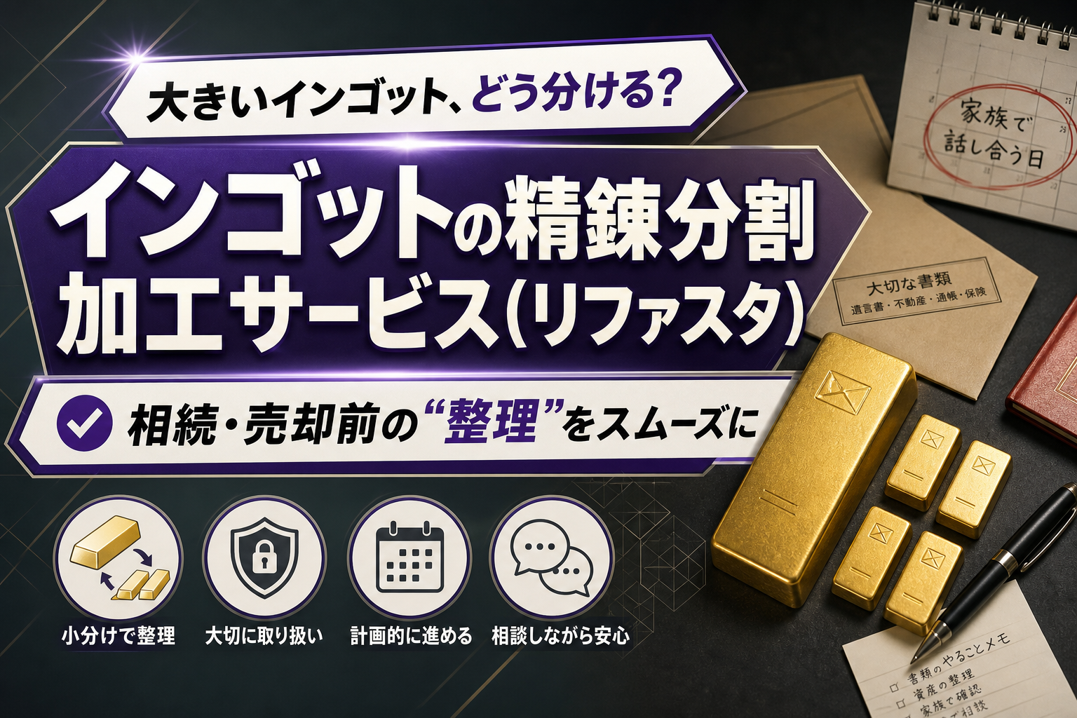 大きいインゴット、どう分ける?相続・売却前に考えたい「リファスタ」の精錬分割加工サービス イメージ画像1