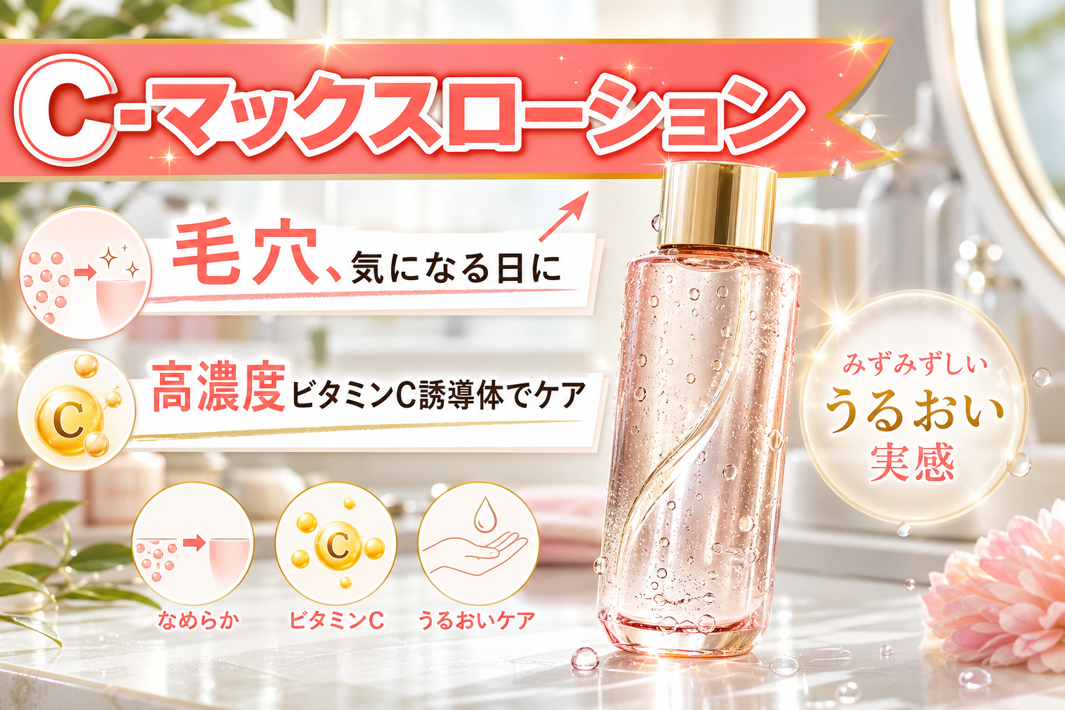 毛穴が気になる日に。C-マックスローションで「ビタミンC誘導体ケア」を始める選択 イメージ画像1