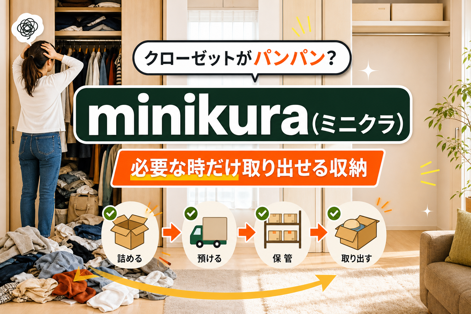部屋が片付かない...を家から出して解決。宅配型トランクルーム「minikura(ミニクラ)」の使いどころ イメージ画像1